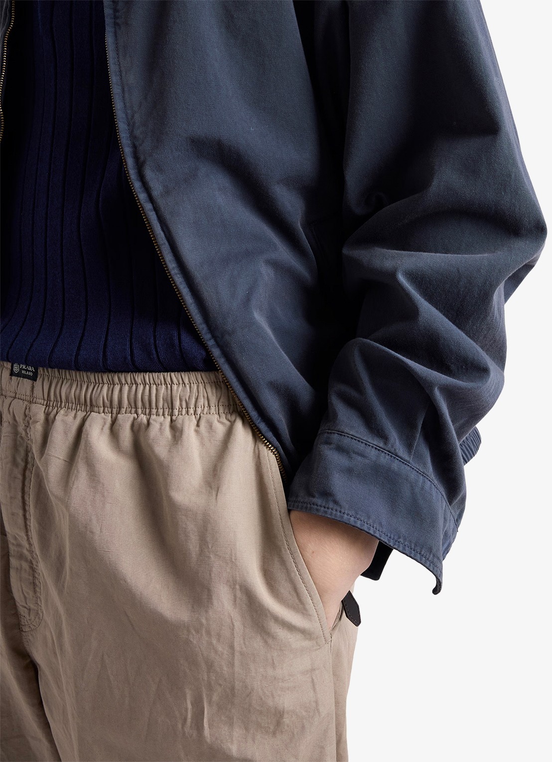 Prada Wide fit chino in linnenblend - detail 2 beige