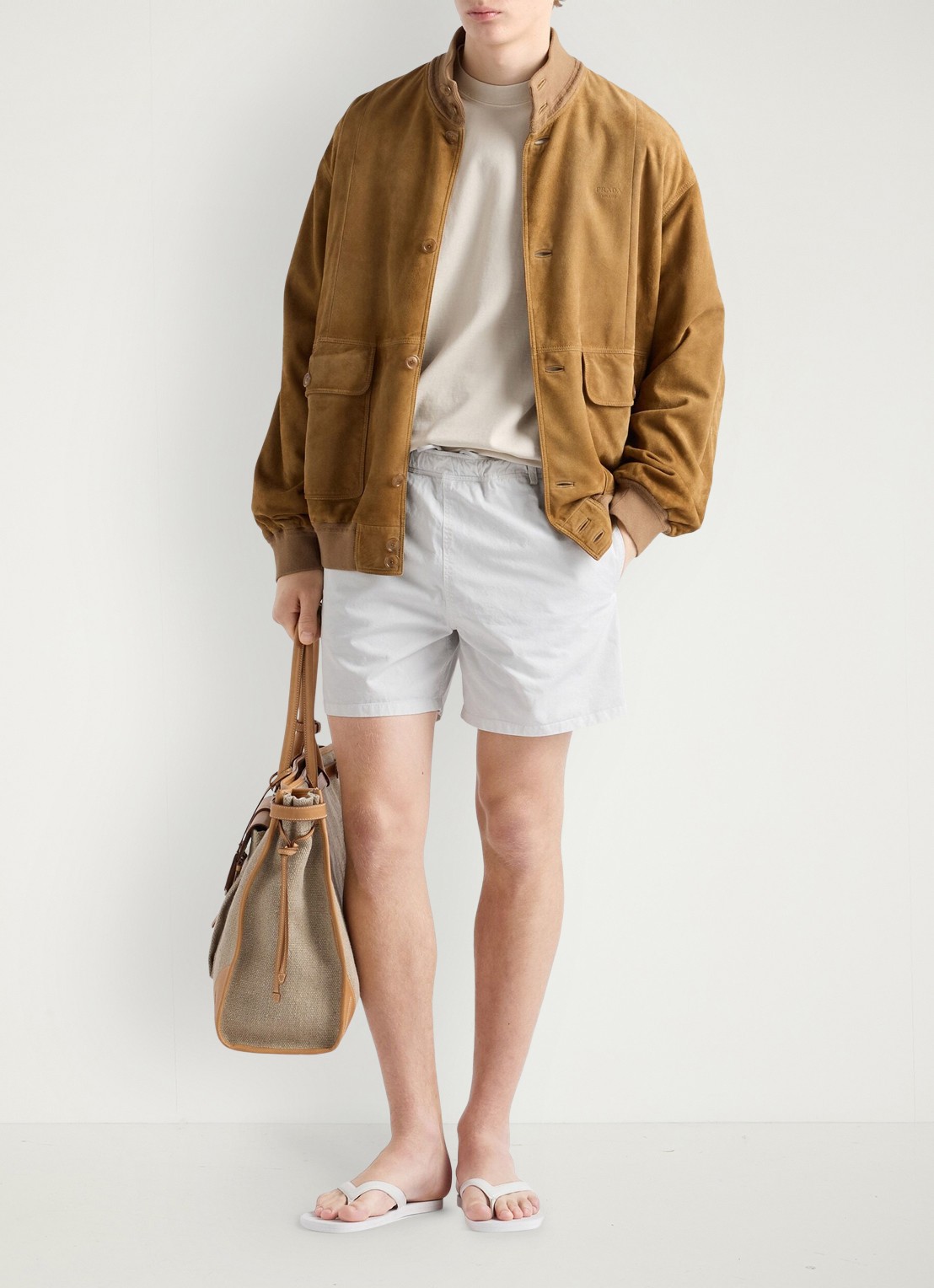 Prada Zwemshorts met steekzakken - voorkant 3 wit