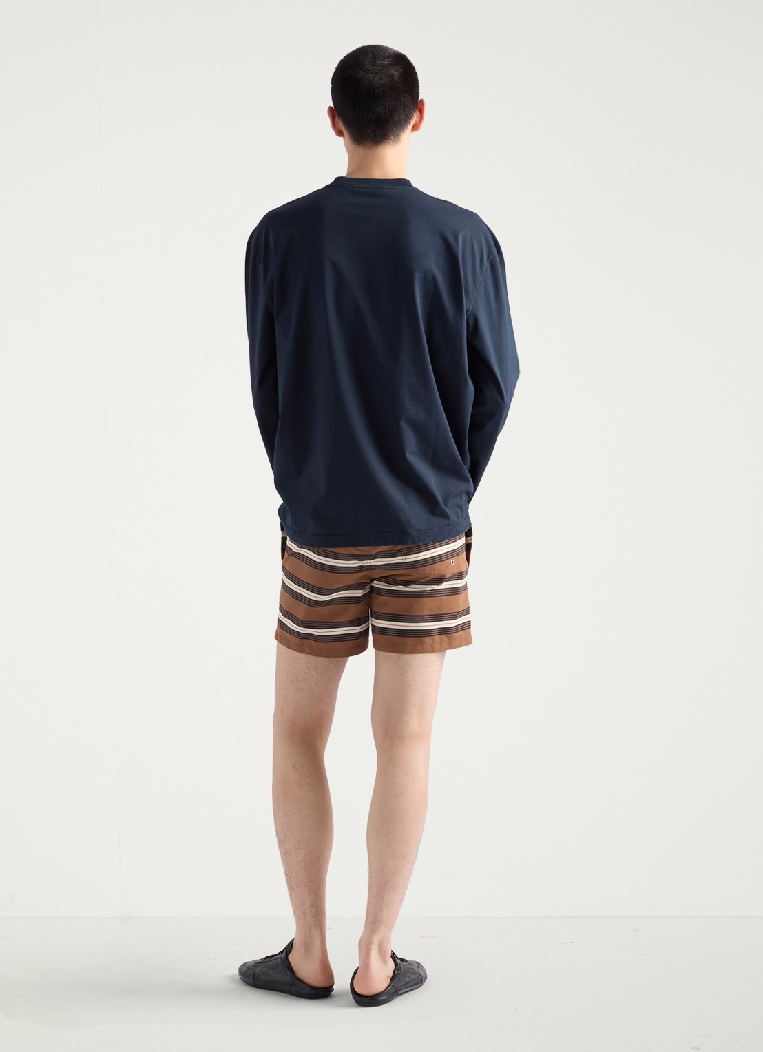 Prada Zwemshorts met streepprint - achterkant 3 bruin