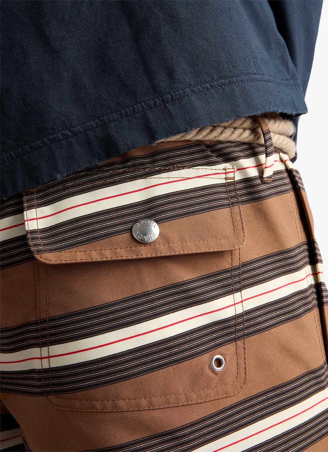 Prada Zwemshorts met streepprint - detail 5 bruin