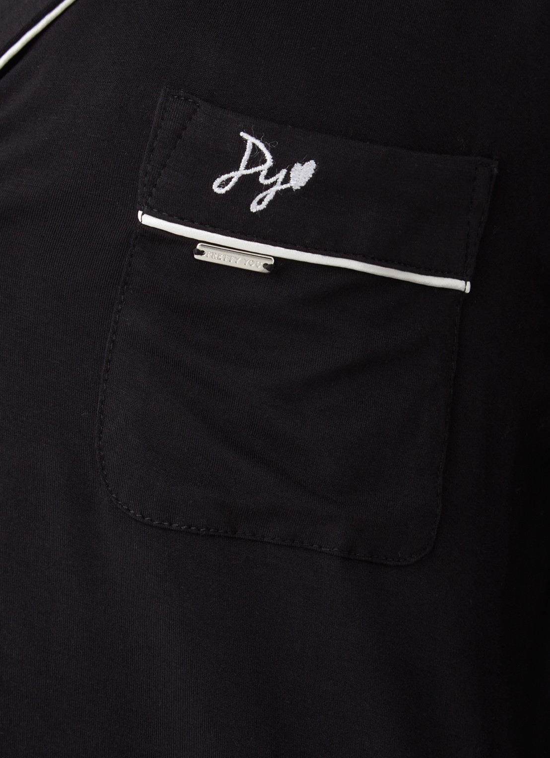 Pretty You Bamboo nachthemd met contrasterende bies - detail 4 zwart