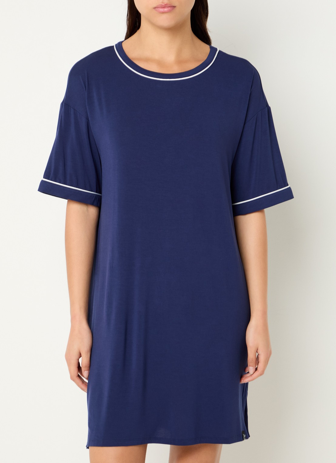 Pretty You Bamboo nachthemd - detail donkerblauw