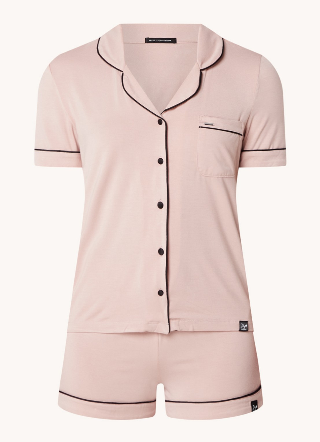 Pretty You Bamboo pyjamaset met borstzak - voorkant 3 oudroze