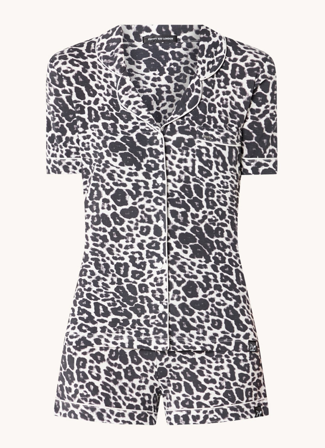 Pretty You Bamboo pyjamaset met borstzak - voorkant donkergrijs