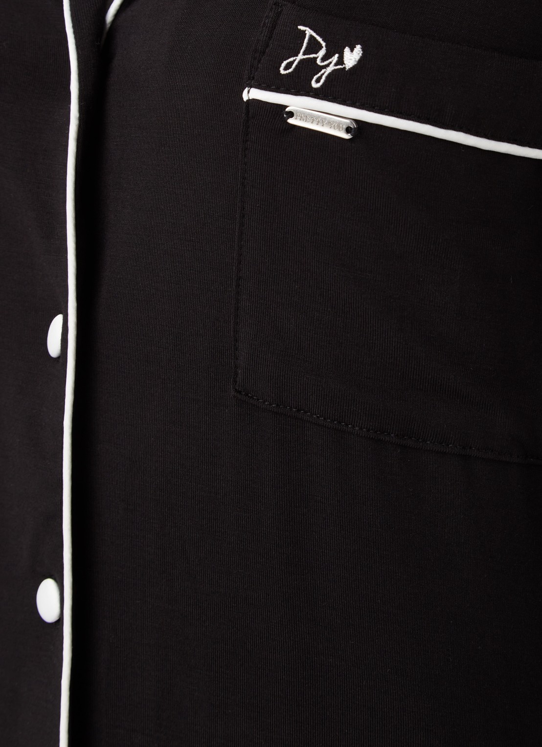 Pretty You Bamboo pyjamaset met contrasterende bies - detail 5 zwart