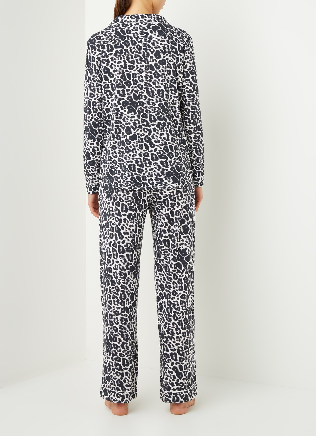 Pretty You Bamboo pyjamaset met contrasterende bies - achterkant 3 donkergrijs