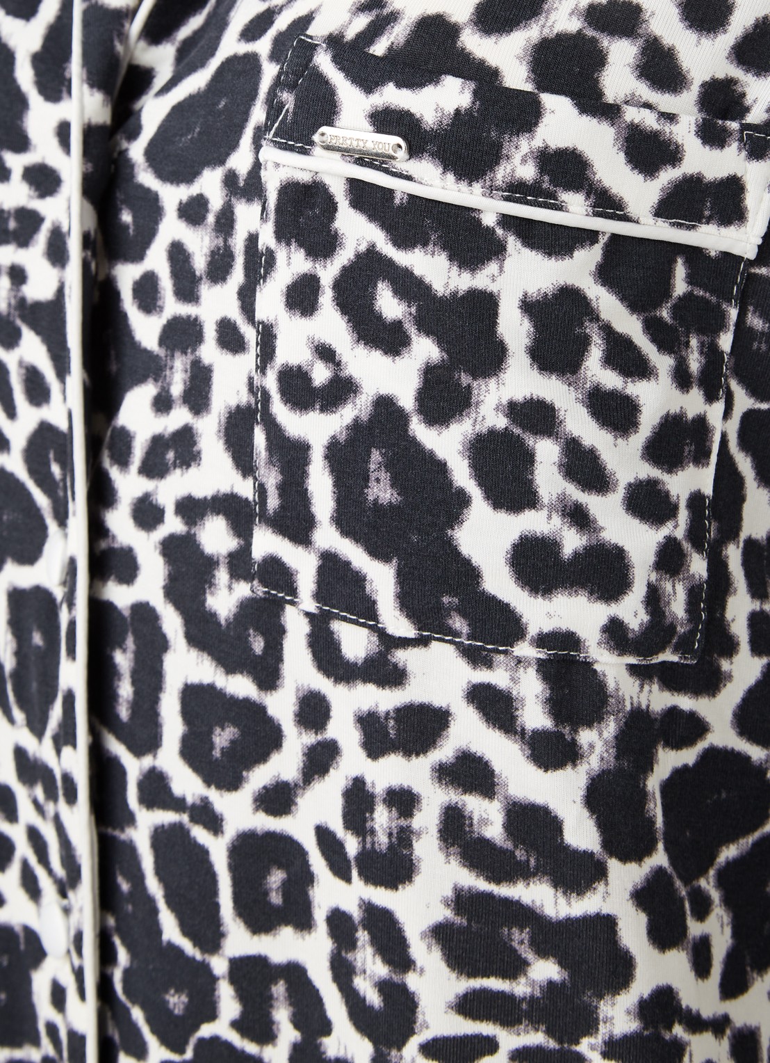 Pretty You Bamboo pyjamaset met contrasterende bies - detail 2 donkergrijs