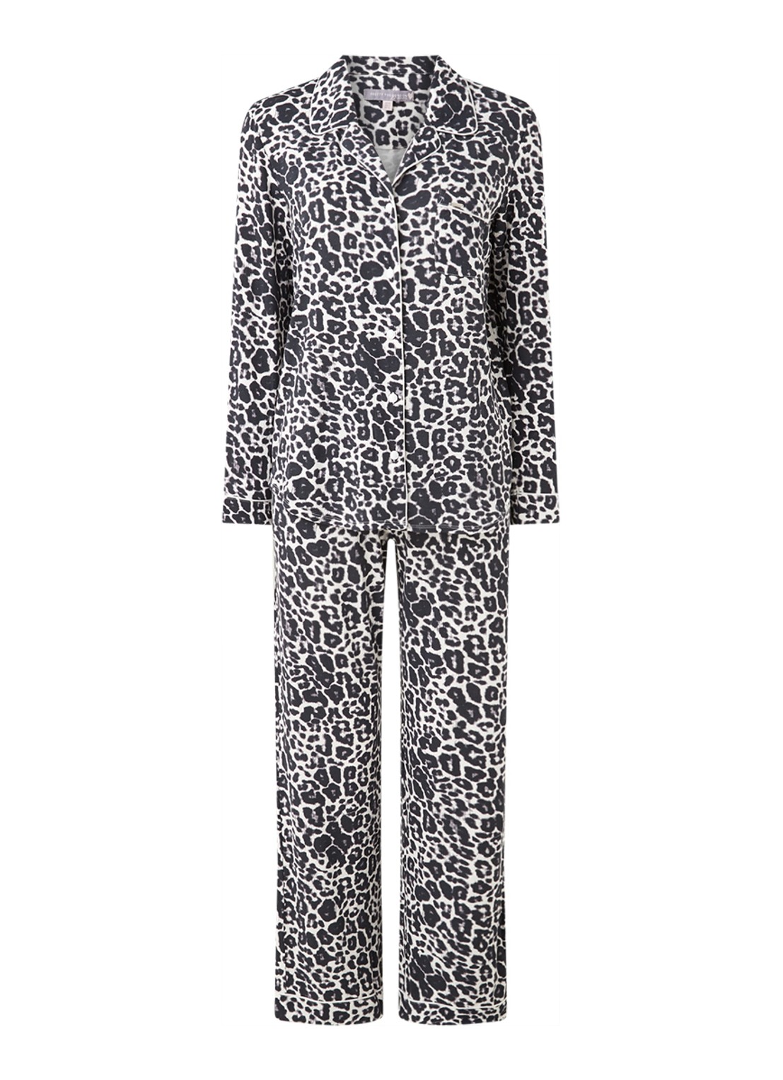 Pretty You Bamboo pyjamaset met contrasterende bies - voorkant 4 donkergrijs