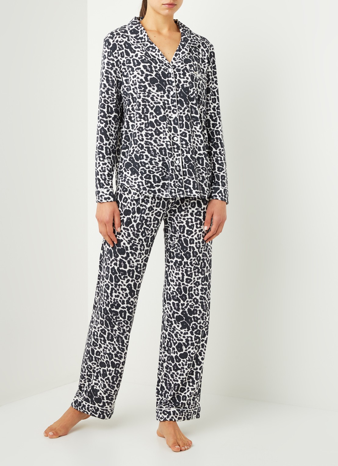Pretty You Bamboo pyjamaset met contrasterende bies - voorkant 5 donkergrijs