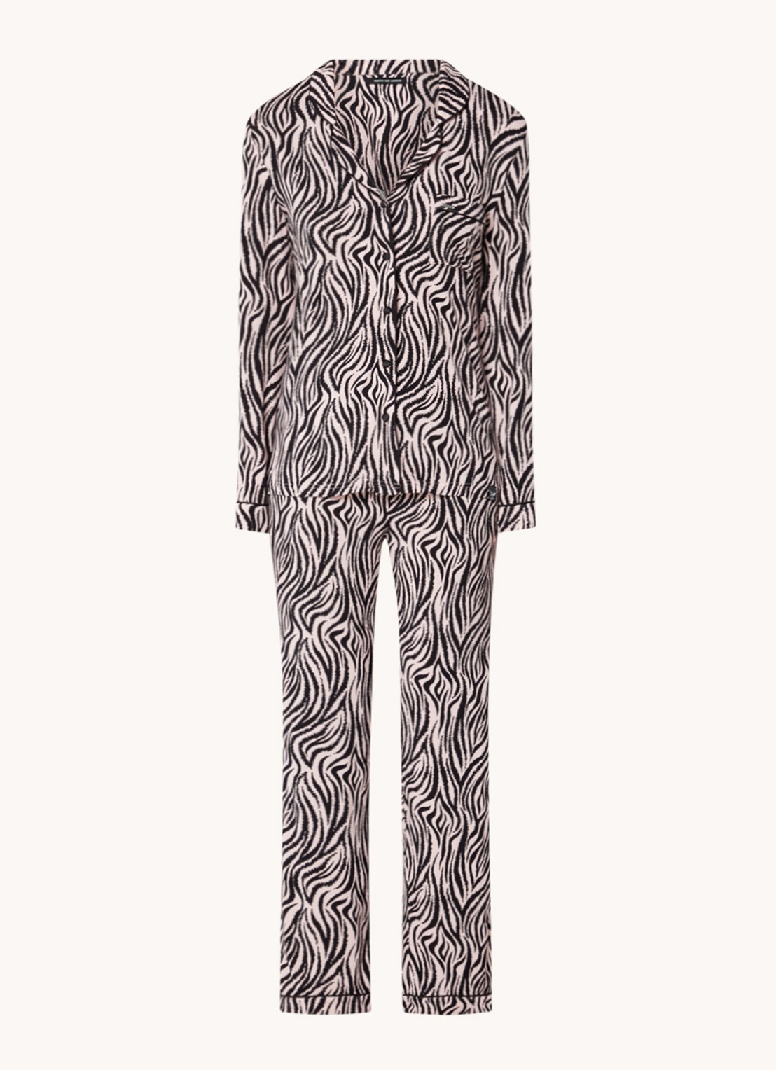 Pretty You Bamboo pyjamaset met contrasterende bies - voorkant 3 roze