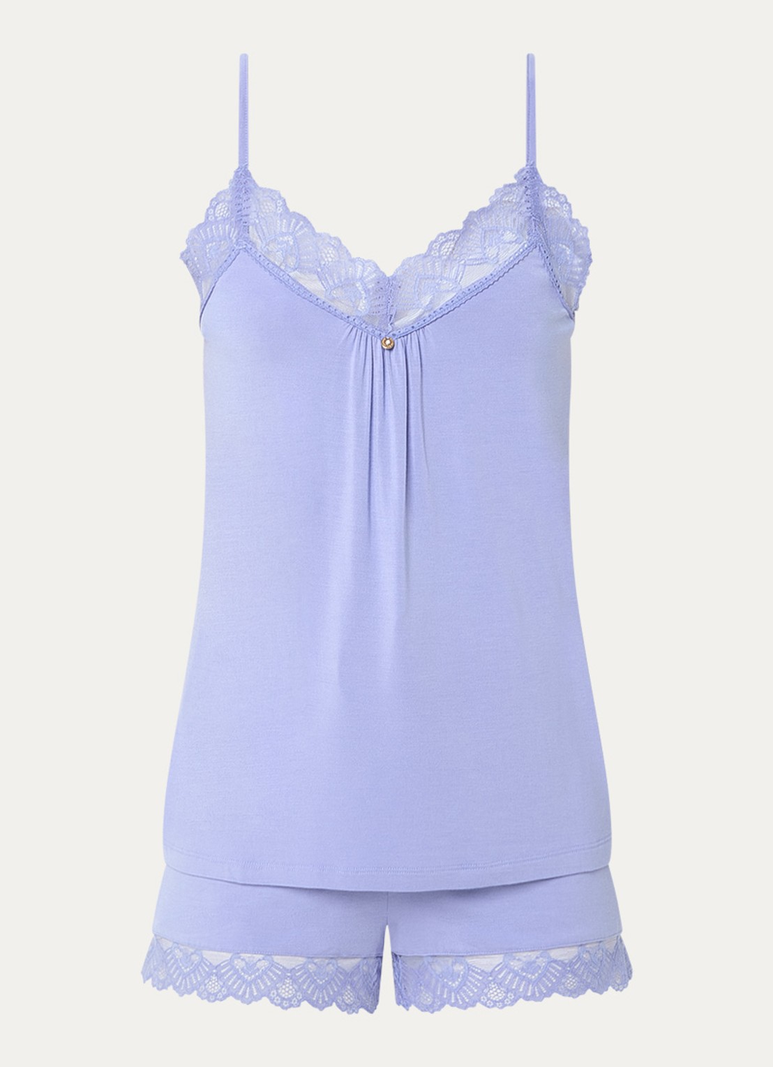 Pretty You Bamboo pyjamaset met details van kant - voorkant 3 lavendel