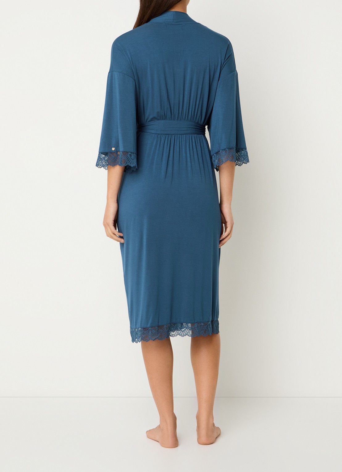 Pretty You Kimono met kant - achterkant petrol