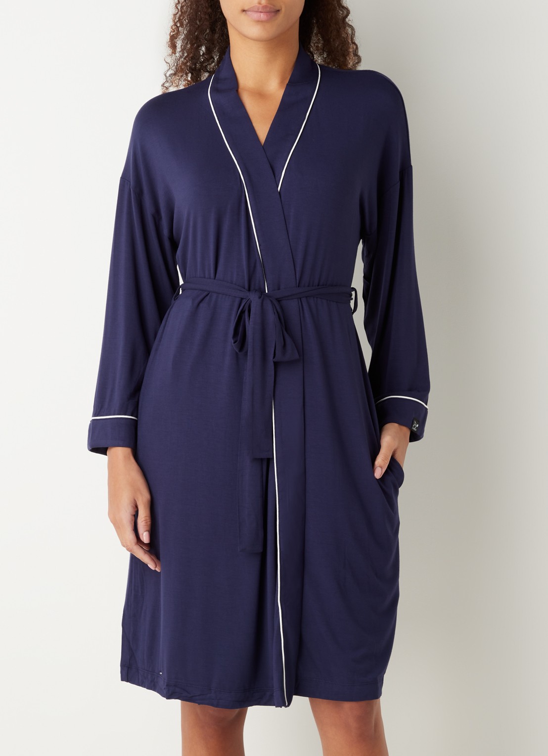 Pretty You Kimono met strikceintuur - detail 2 royalblauw