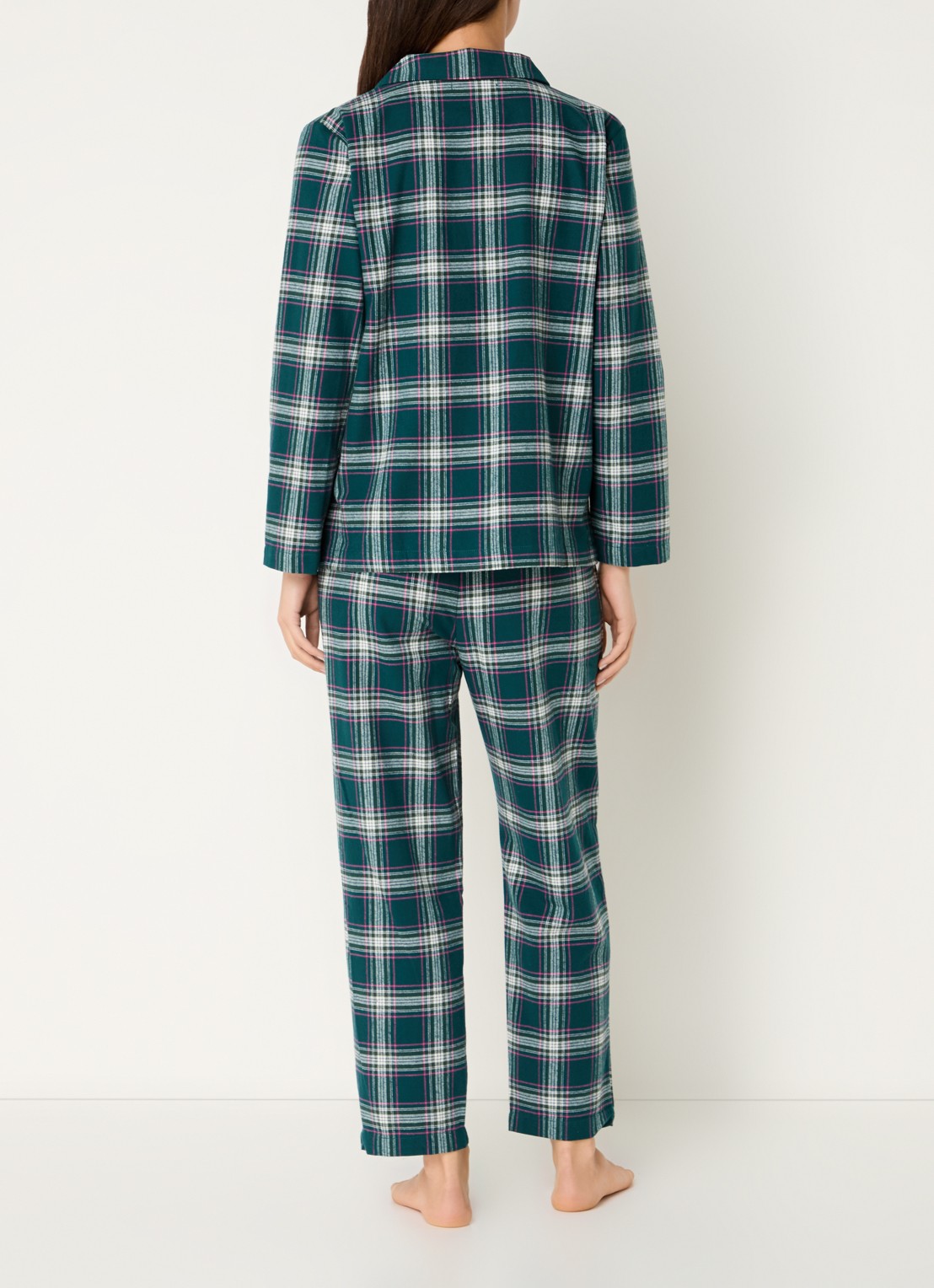 Pretty You Pyjamset met ruitdessin - achterkant 3 groen