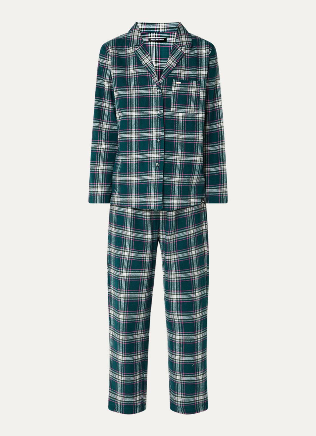 Pretty You Pyjamset met ruitdessin - voorkant groen