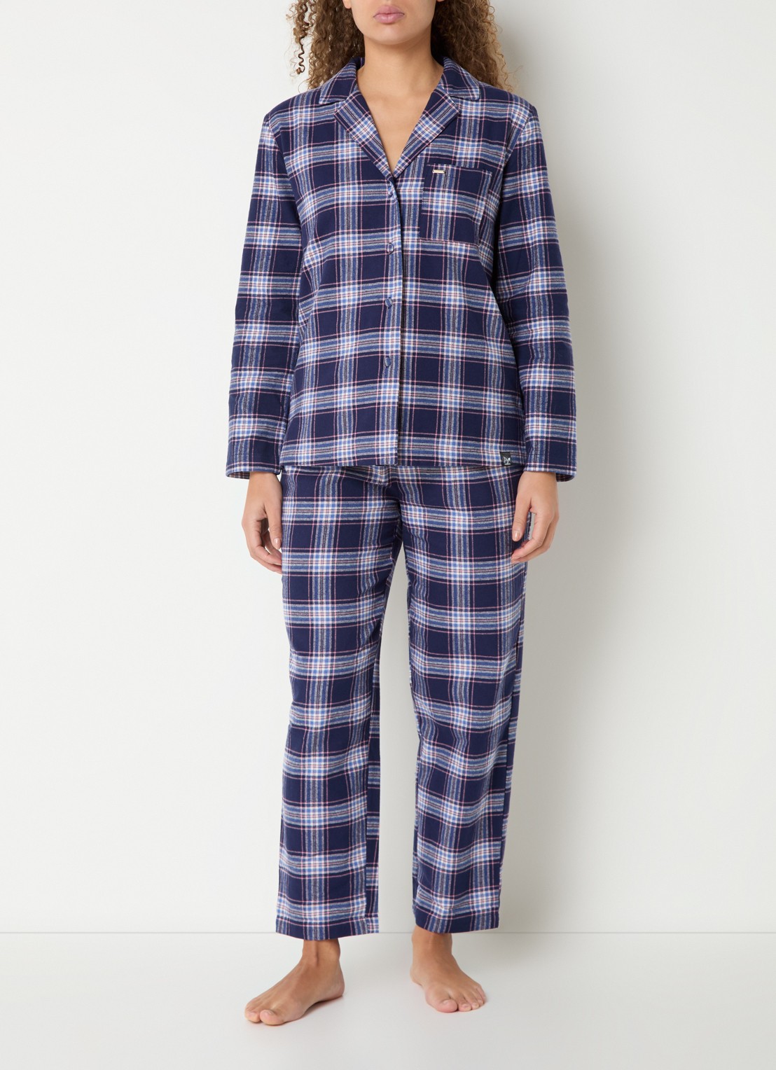 Pretty You Pyjamset met ruitdessin - detail 3 donkerblauw