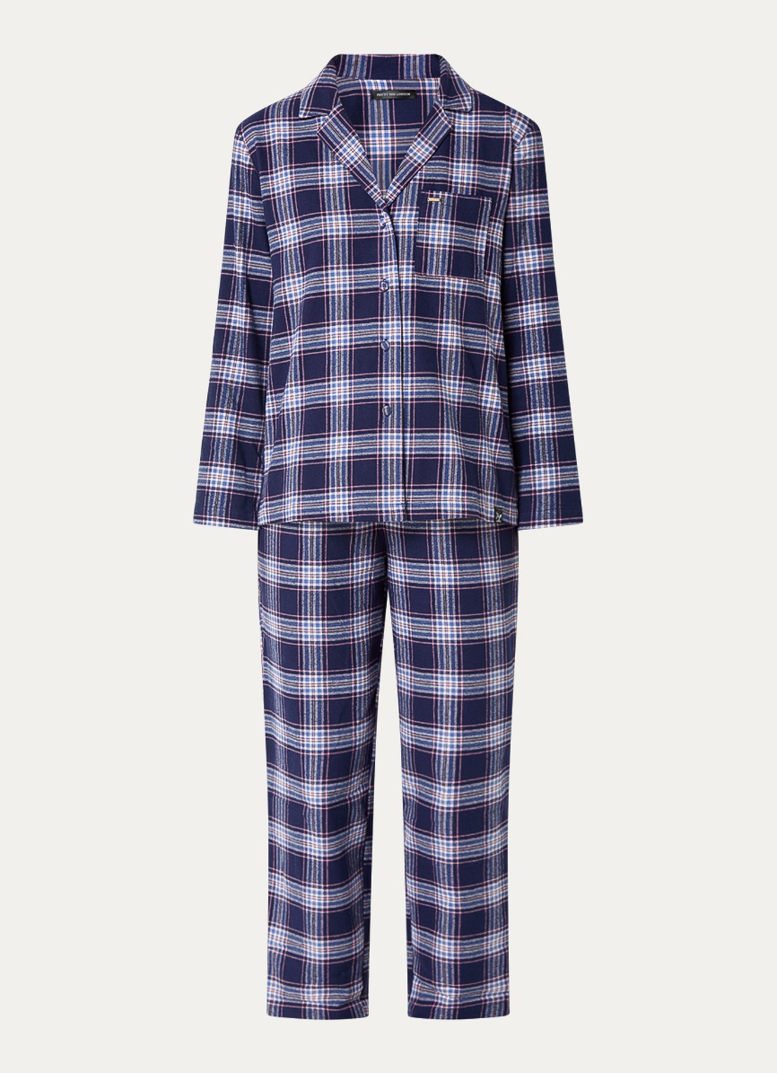 Pretty You Pyjamset met ruitdessin - voorkant donkerblauw