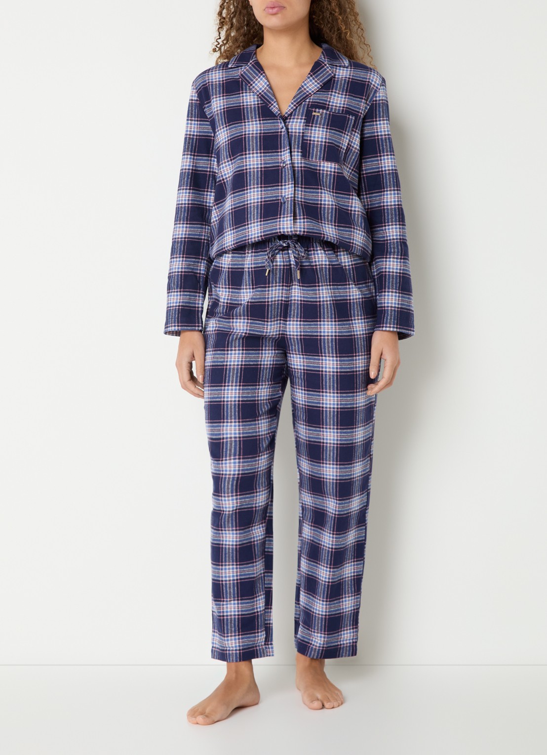 Pretty You Pyjamset met ruitdessin - voorkant 2 donkerblauw