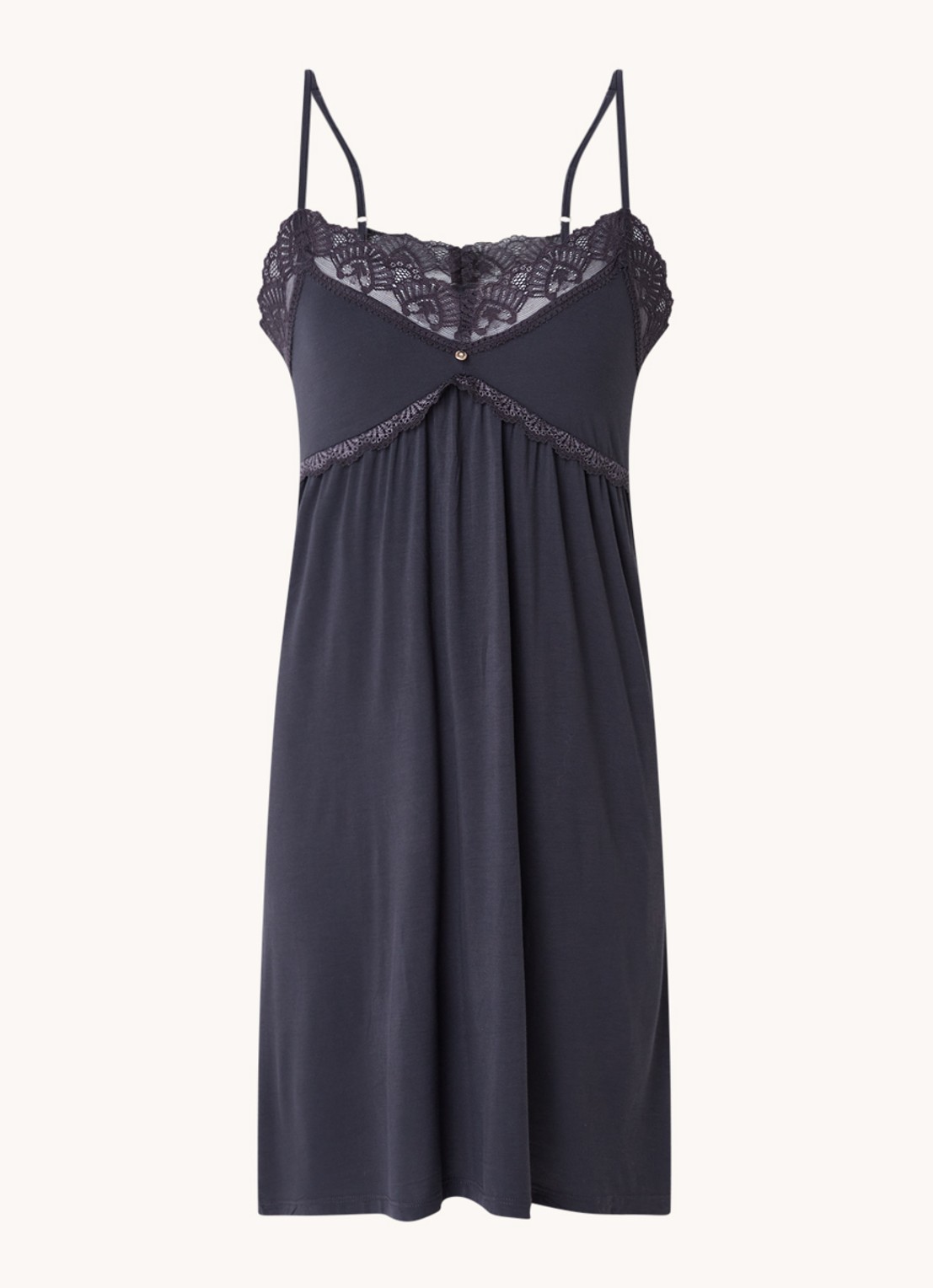 Pretty You Slipdress met kant - voorkant antraciet