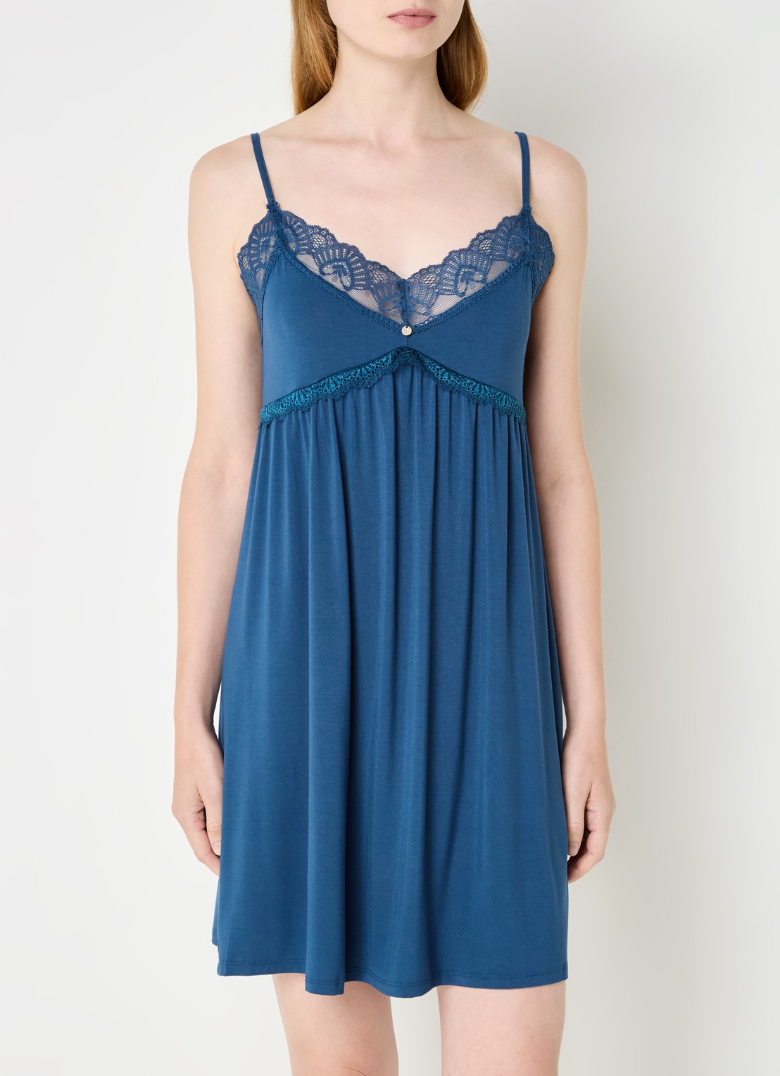 Pretty You Slipdress met kant - detail 4 petrol
