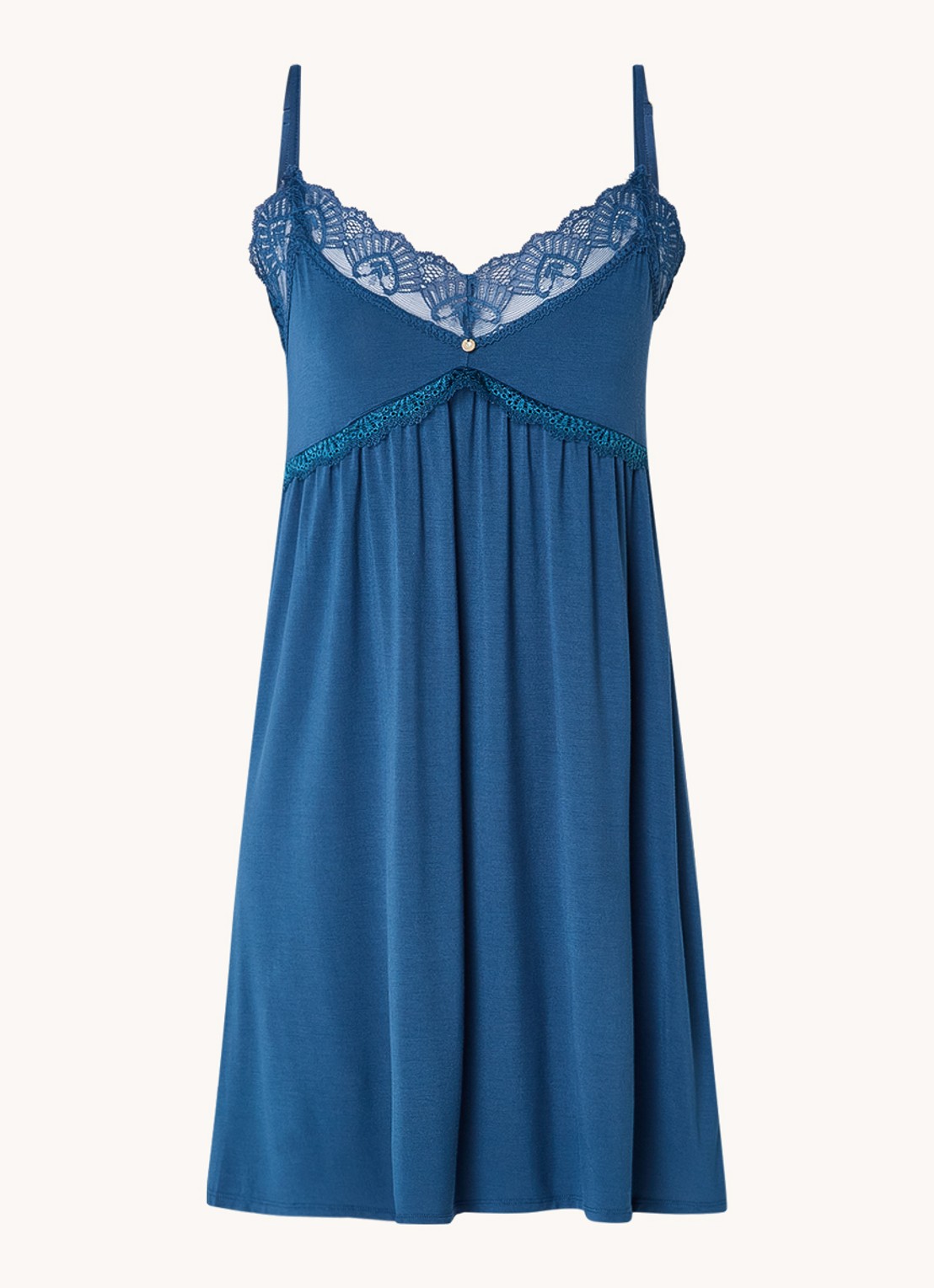 Pretty You Slipdress met kant - voorkant 2 petrol