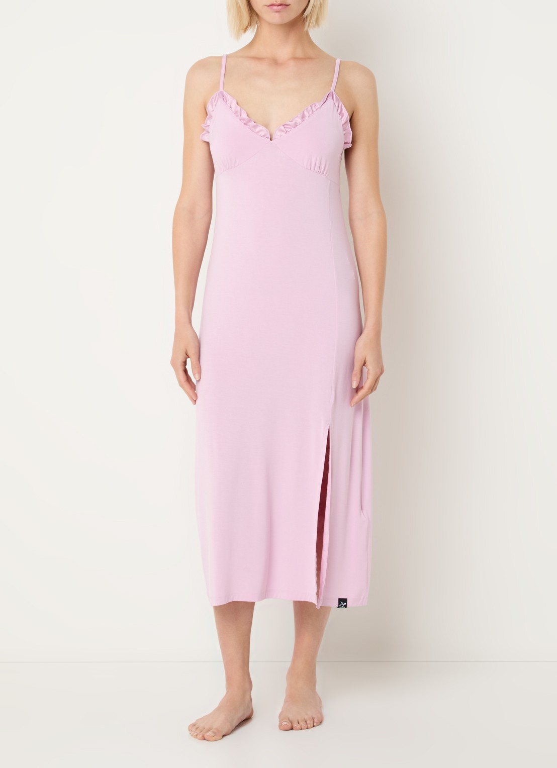 Pretty You Slipdress met split - detail 3 roze