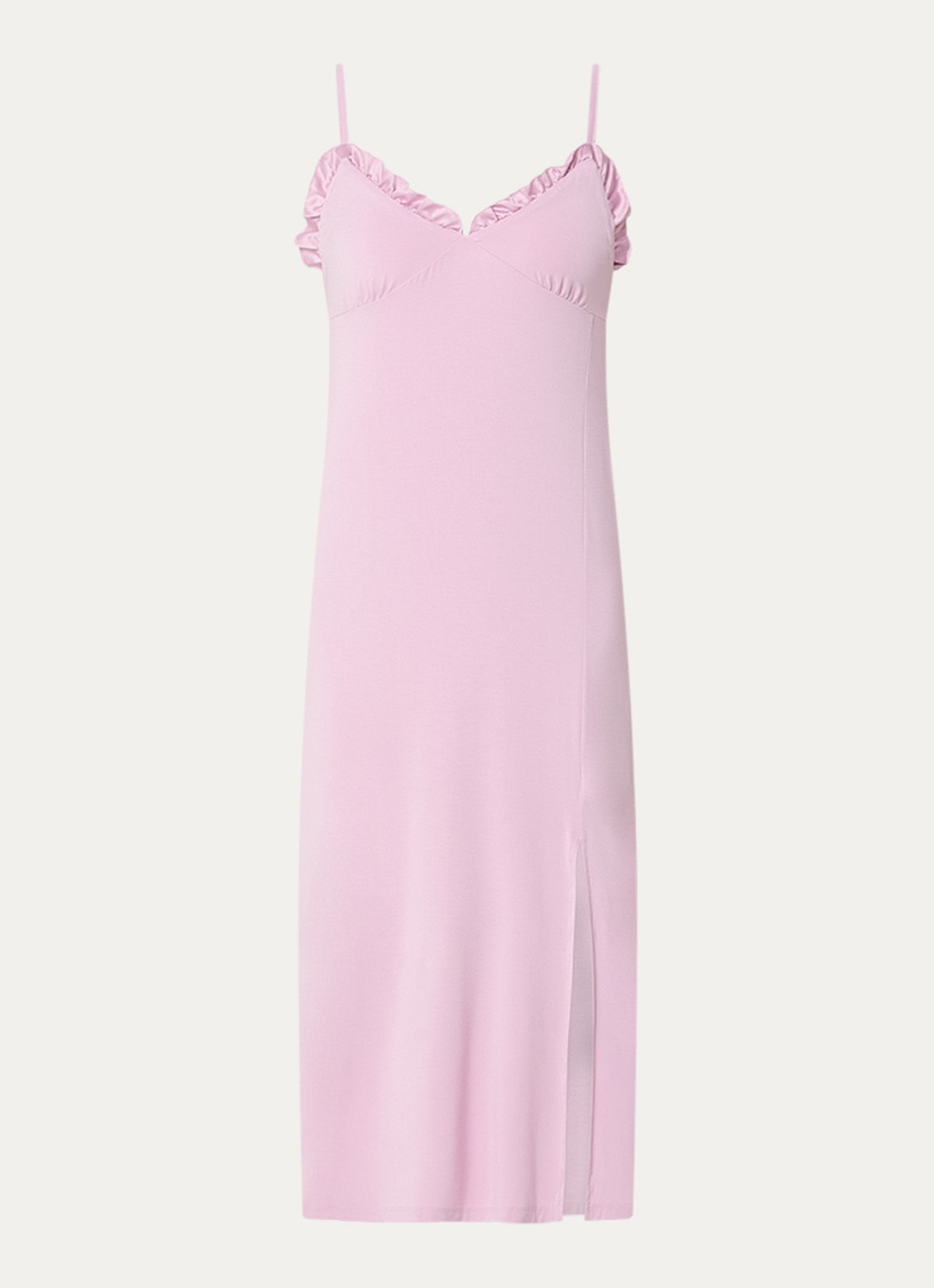 Pretty You Slipdress met split - voorkant roze
