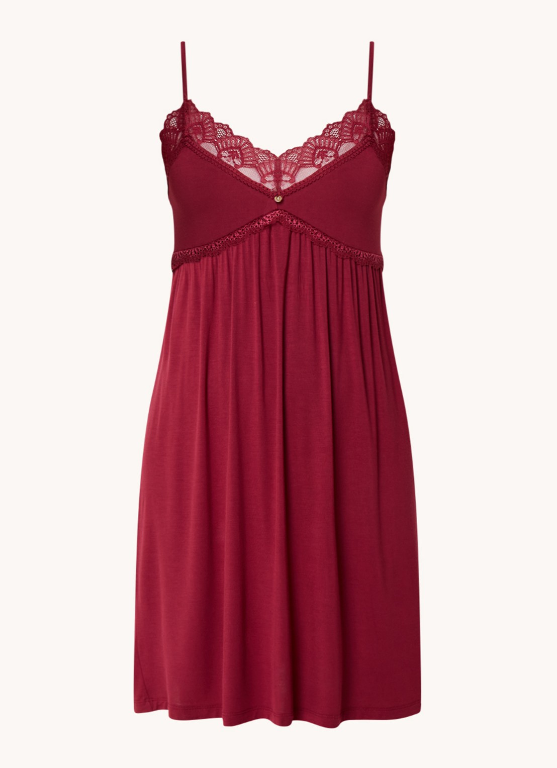 Pretty You Slipdress van bamboe met kant - voorkant 3 bordeauxrood