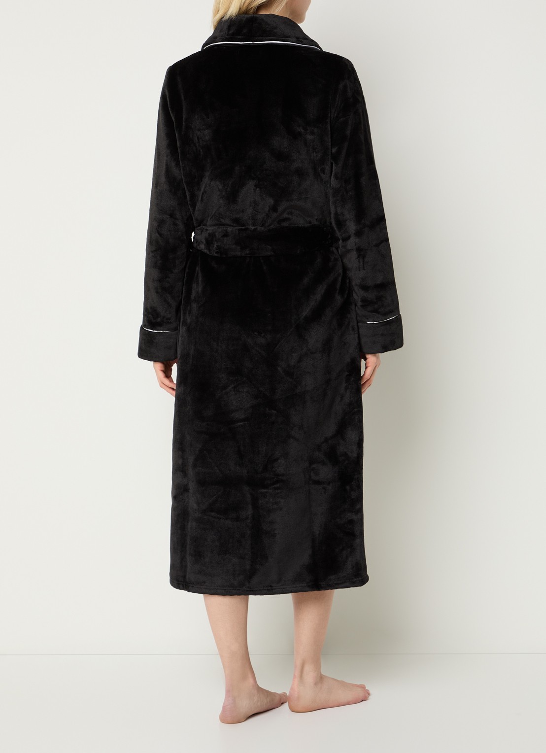 Pretty You Velour badjas met opgestikte zakken - achterkant zwart