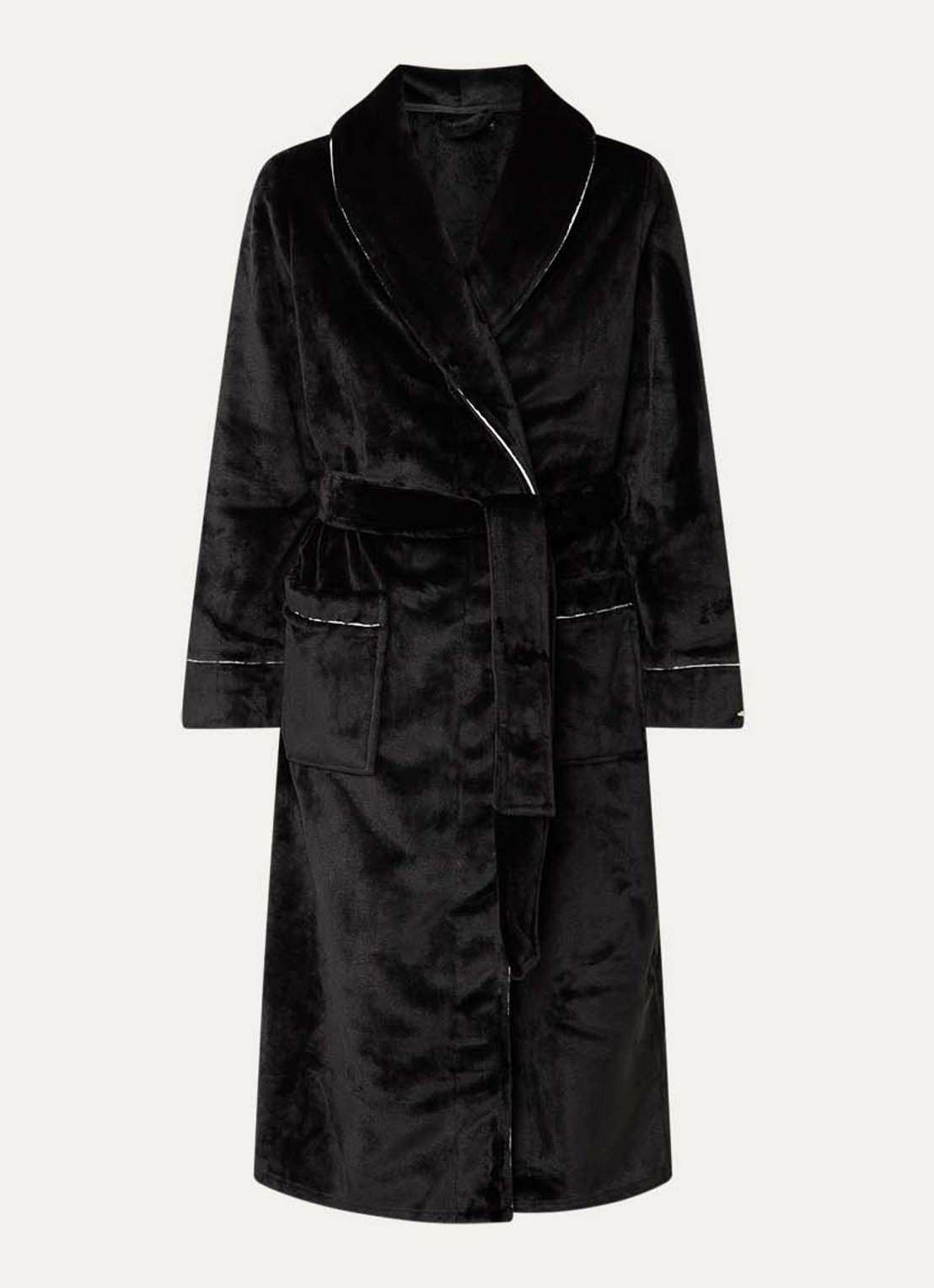 Pretty You Velour badjas met opgestikte zakken - voorkant 2 zwart