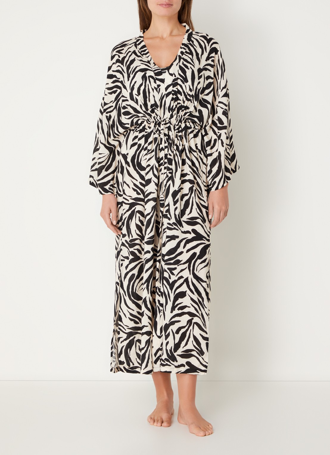 PrimaDonna Dalice maxi strandjurk met zebraprint en strikceintuur - detail 3 wit