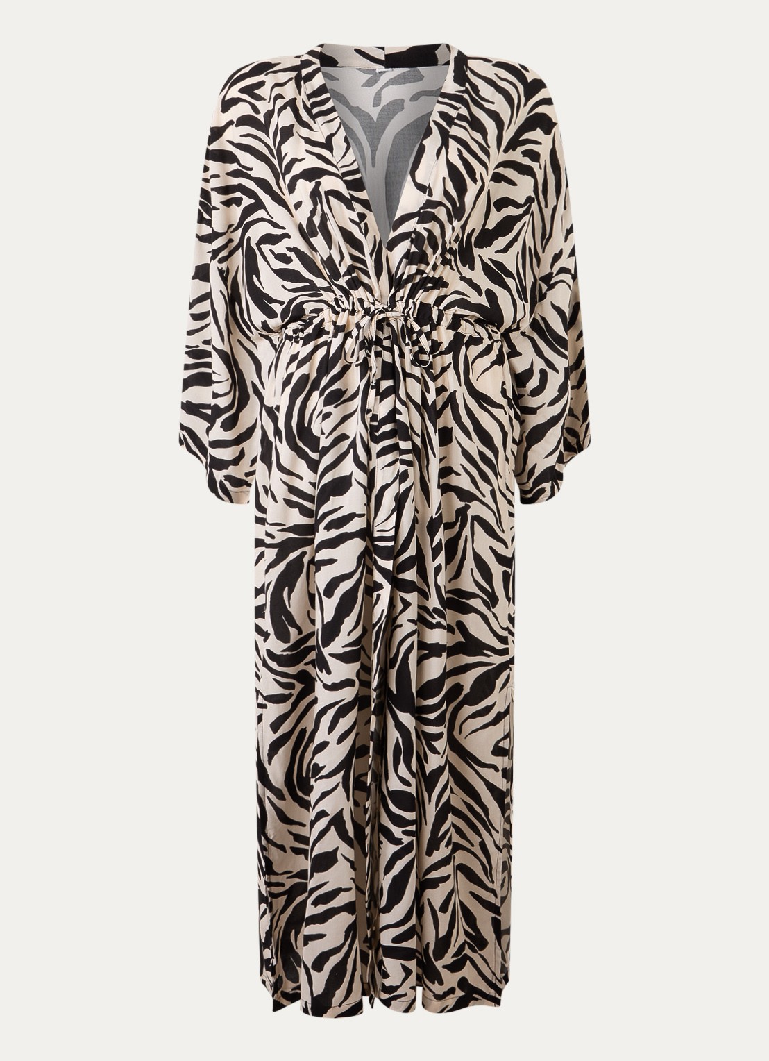 PrimaDonna Dalice maxi strandjurk met zebraprint en strikceintuur - voorkant wit