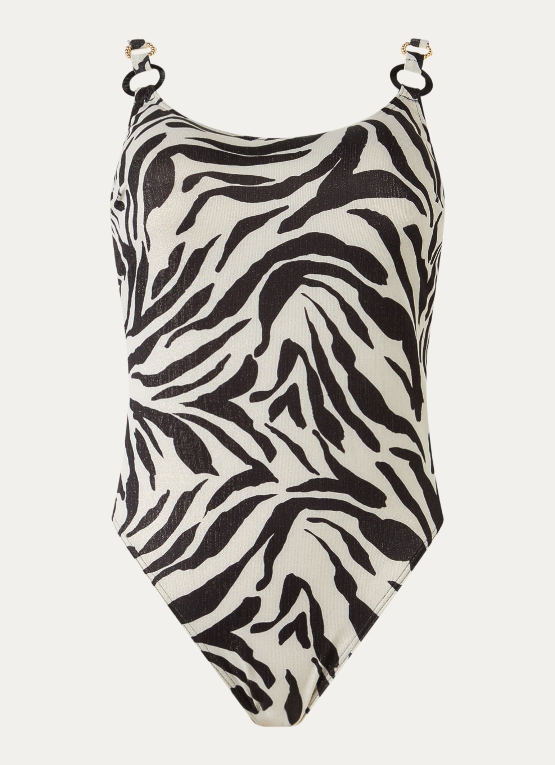 PrimaDonna Dalice voorgevormd badpak met zebraprint en lurex - voorkant gebroken wit