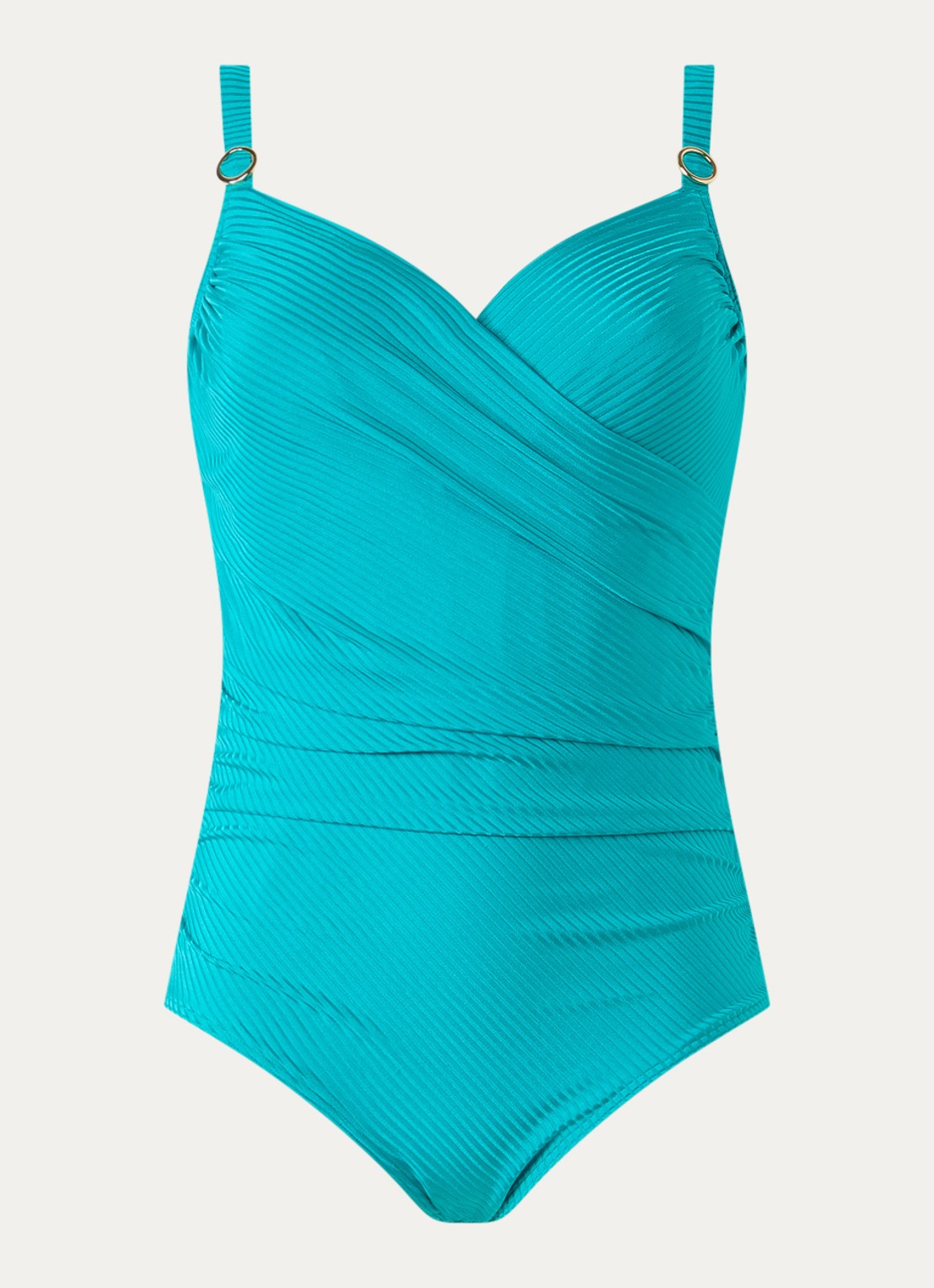 PrimaDonna Delray badpak met structuur en beugel - voorkant turquoise