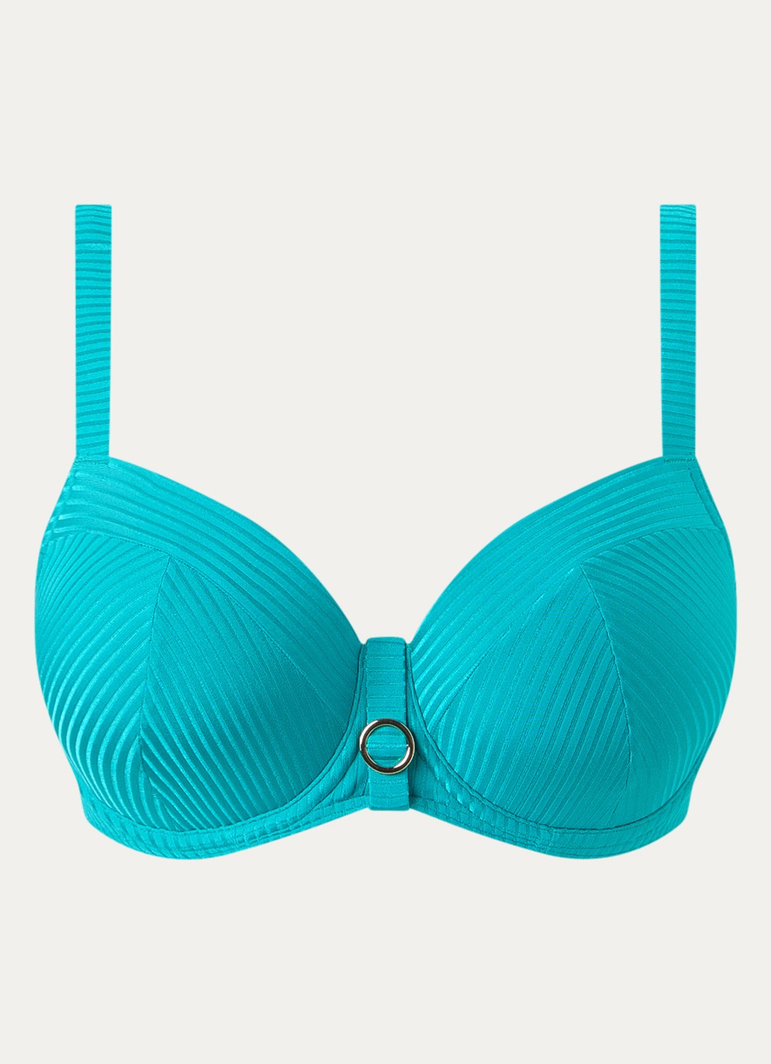 PrimaDonna Delray voorgevormde bikinitop met structuur - voorkant 5 turquoise