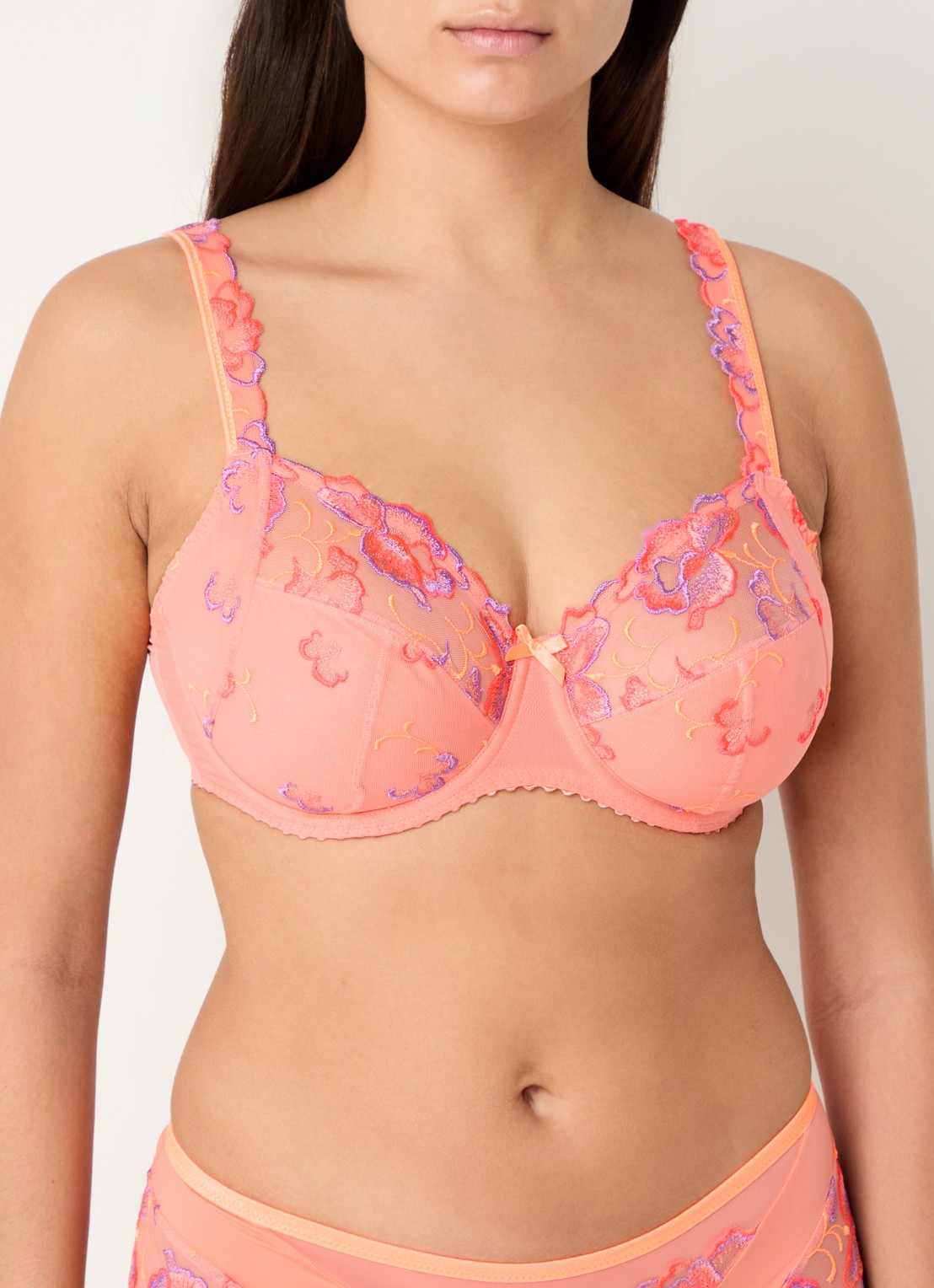 PrimaDonna Devdaha beugel bh met overlay van mesh - detail koraalroze