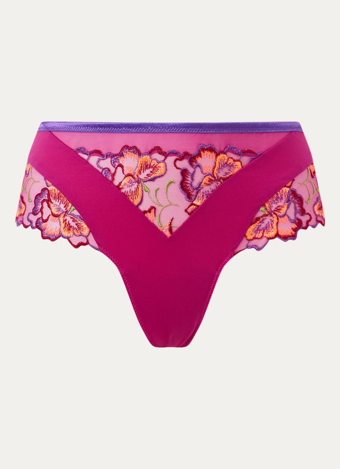 PrimaDonna Devdaha string met kant - voorkant 2 donkerroze
