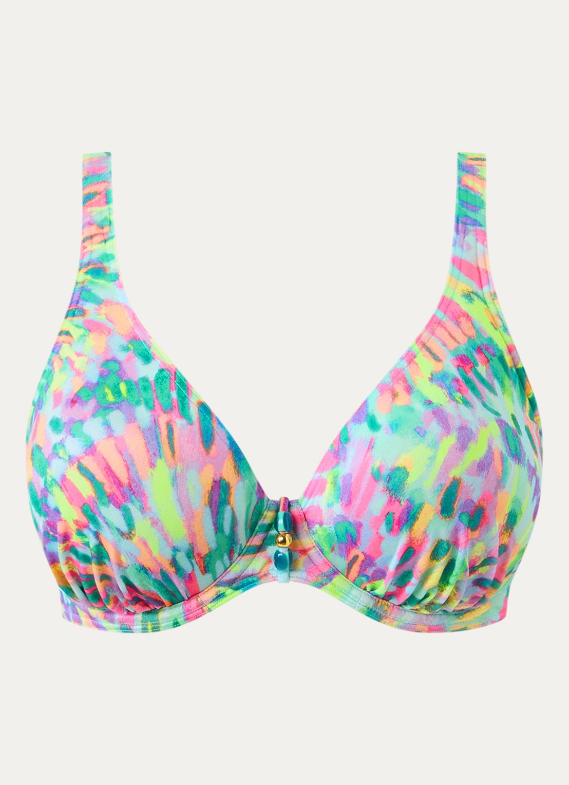 PrimaDonna Douala voorgevormde bikinitop met print - voorkant 4 zeegroen