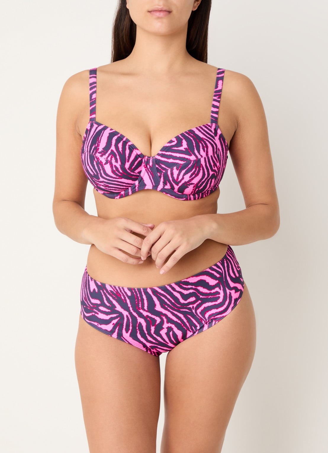 PrimaDonna Malabo bikinitop met beugel en zebraprint - voorkant 2 roze
