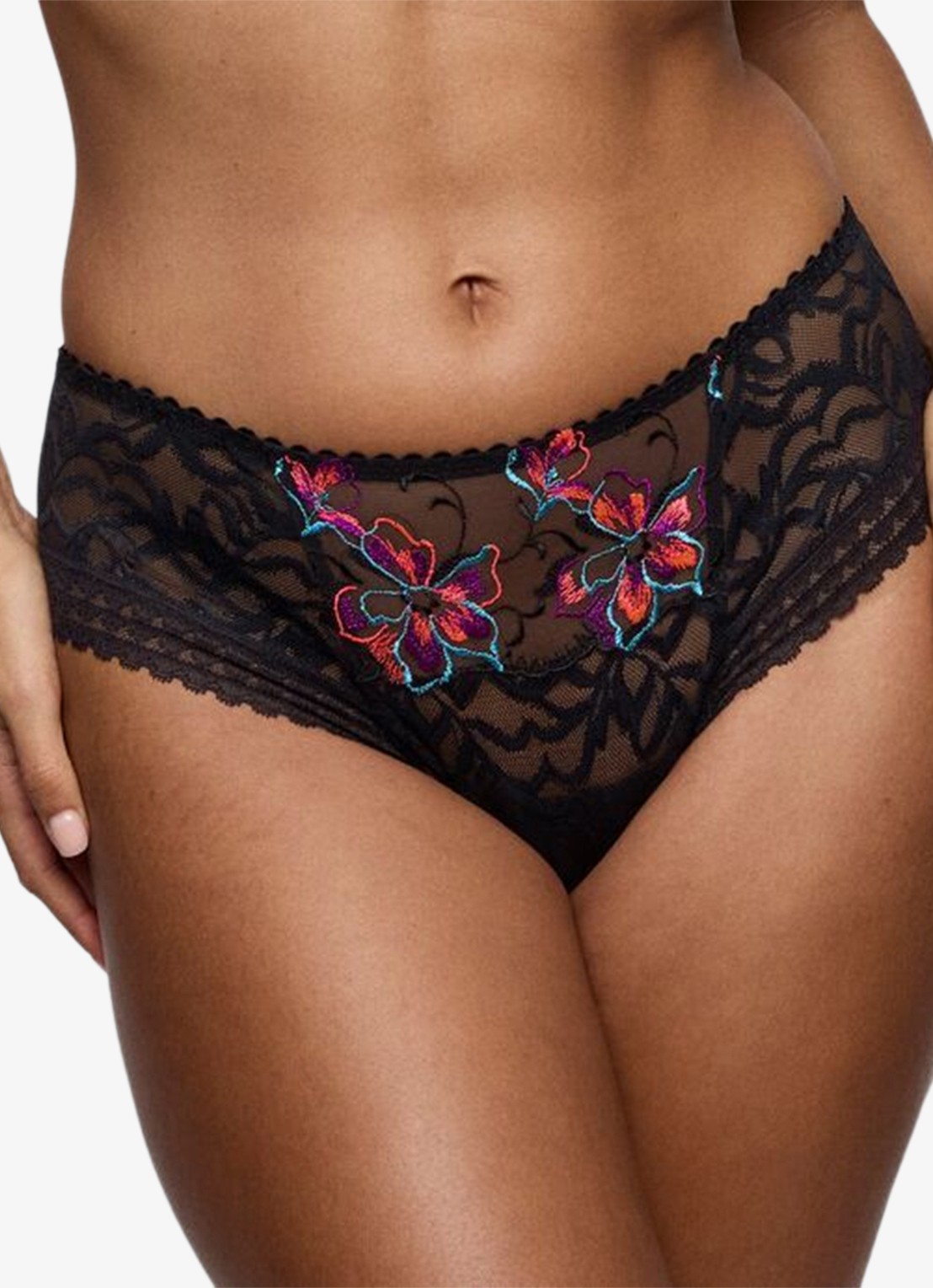 PrimaDonna Miyara slip van mesh met bloemborduring - detail 2 zwart