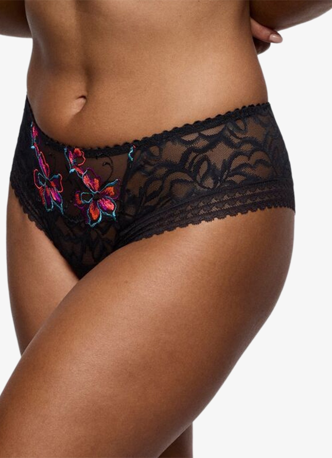 PrimaDonna Miyara slip van mesh met bloemborduring - detail 3 zwart