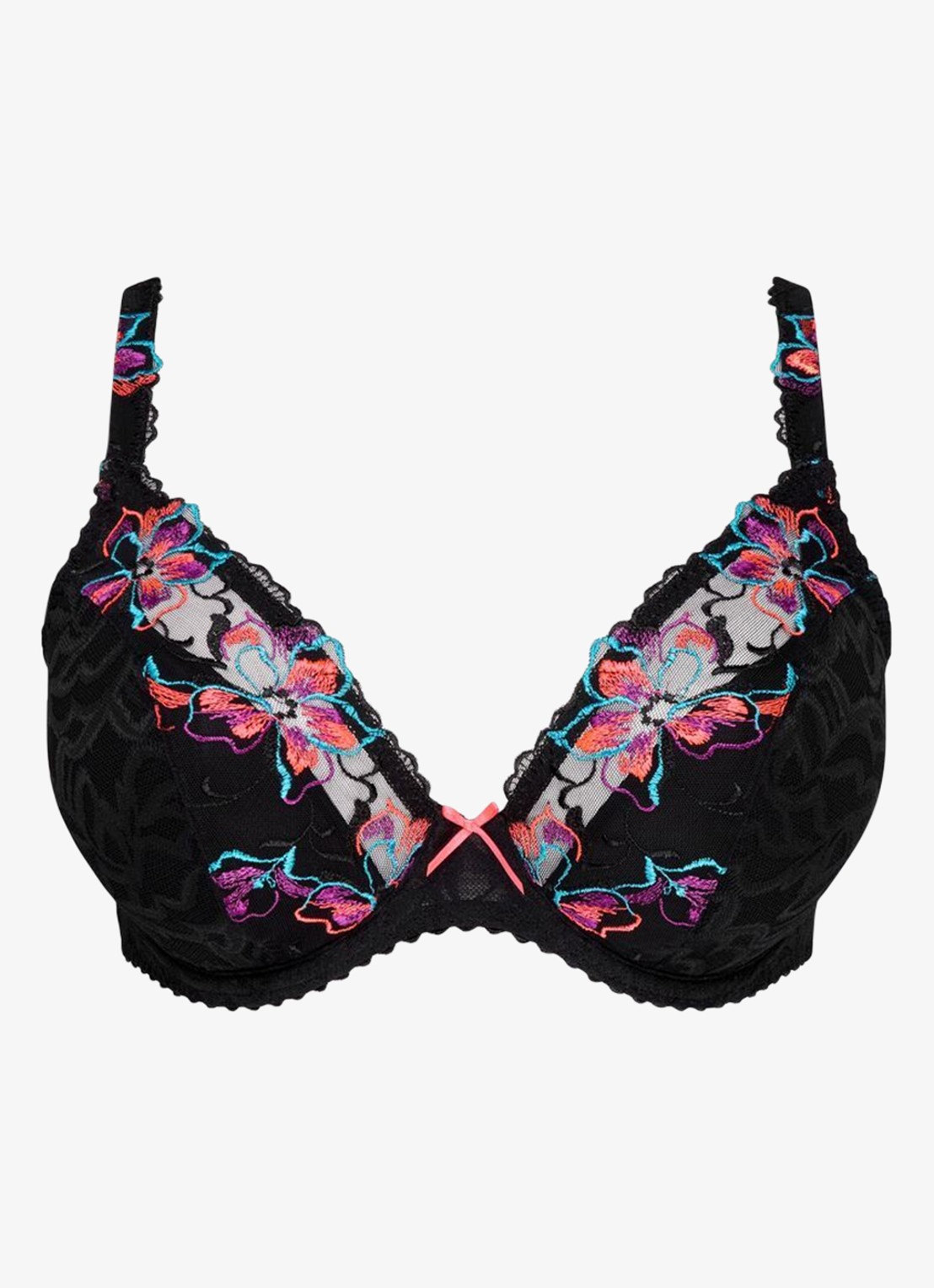 PrimaDonna Miyara voorgevormde beugel bh met bloemborduring - voorkant 4 zwart