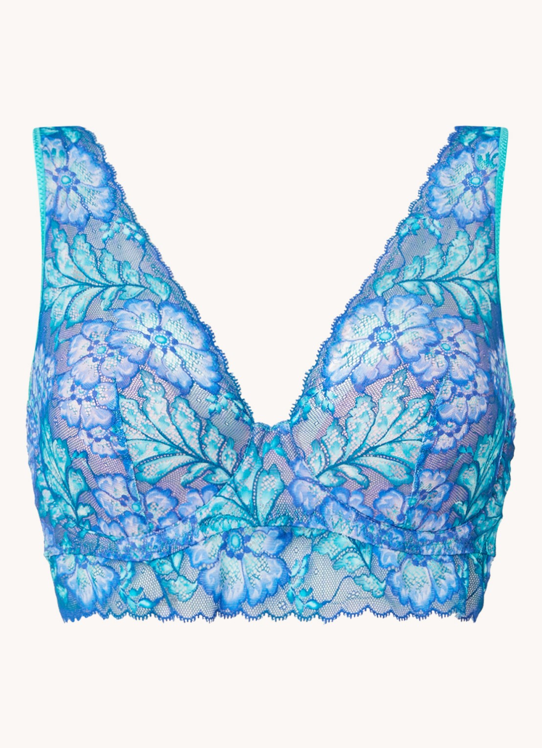 PrimaDonna Morro Bay voorgevormde bh met overlay van kant - voorkant 3 blauw