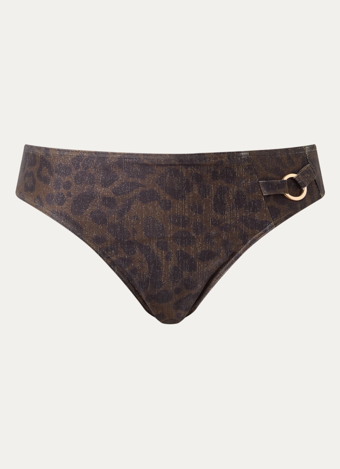 PrimaDonna Ratjada bikini slip met panterprint en lurex - voorkant bronsgroen