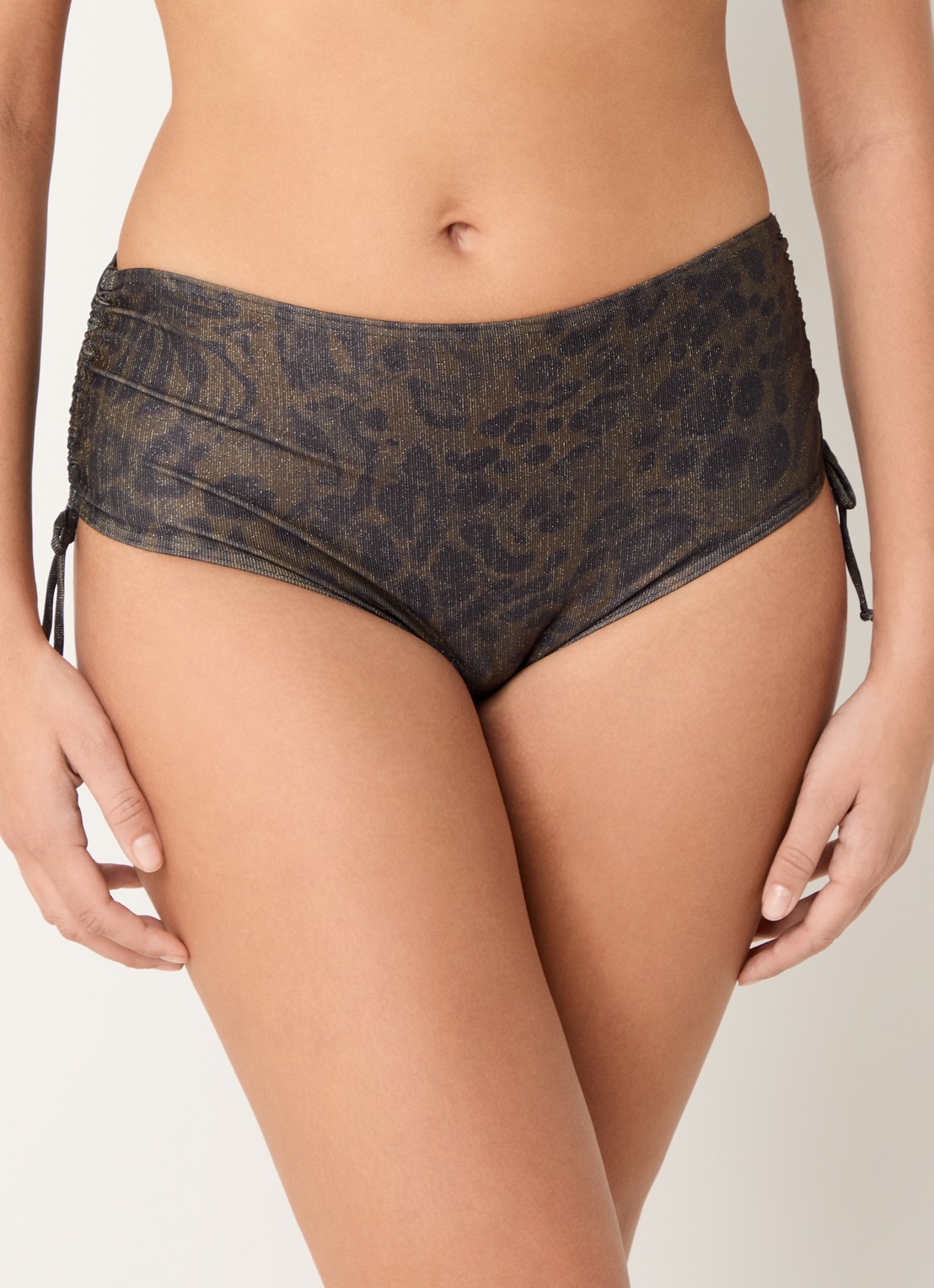 PrimaDonna Ratjada hipster bikinislip met panterprint en lurex - detail 4 bronsgroen