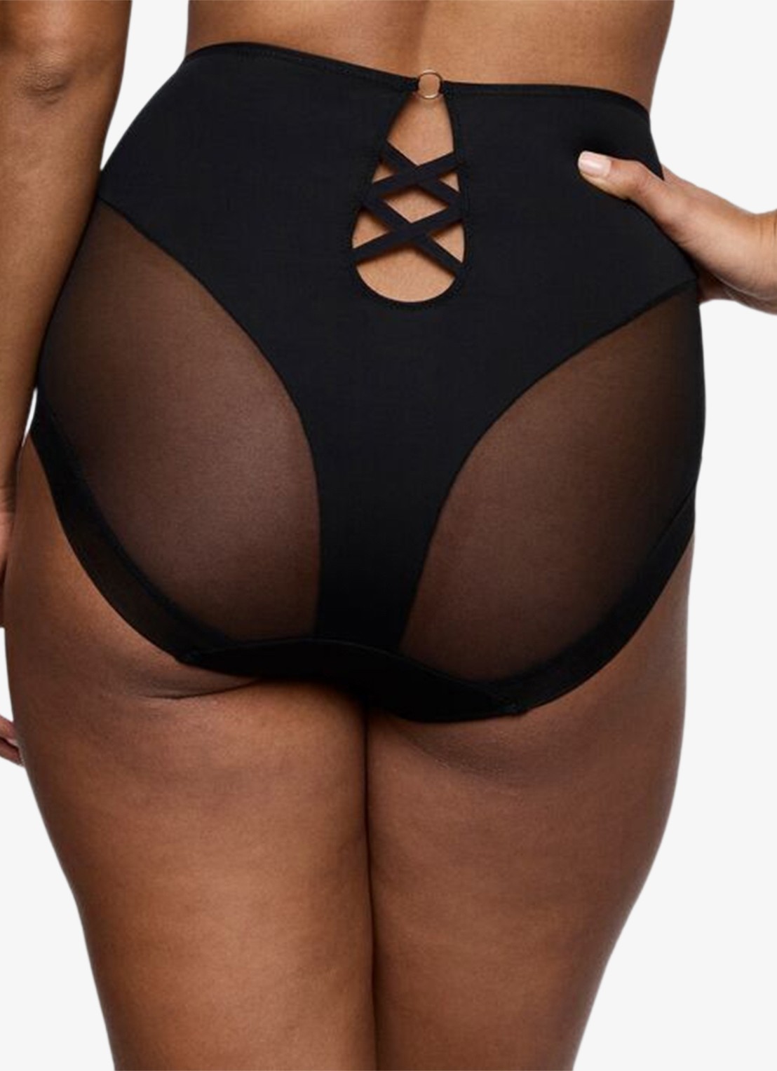 PrimaDonna Sheary high waisted slip met mesh - achterkant zwart