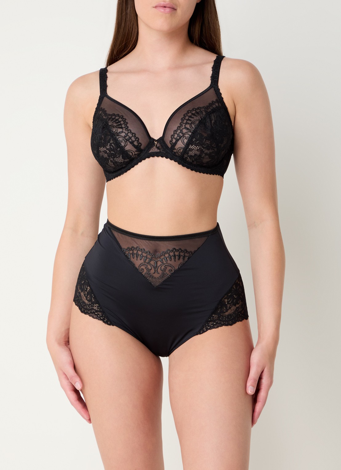 PrimaDonna Shimla high waisted slip met kant - voorkant 5 zwart