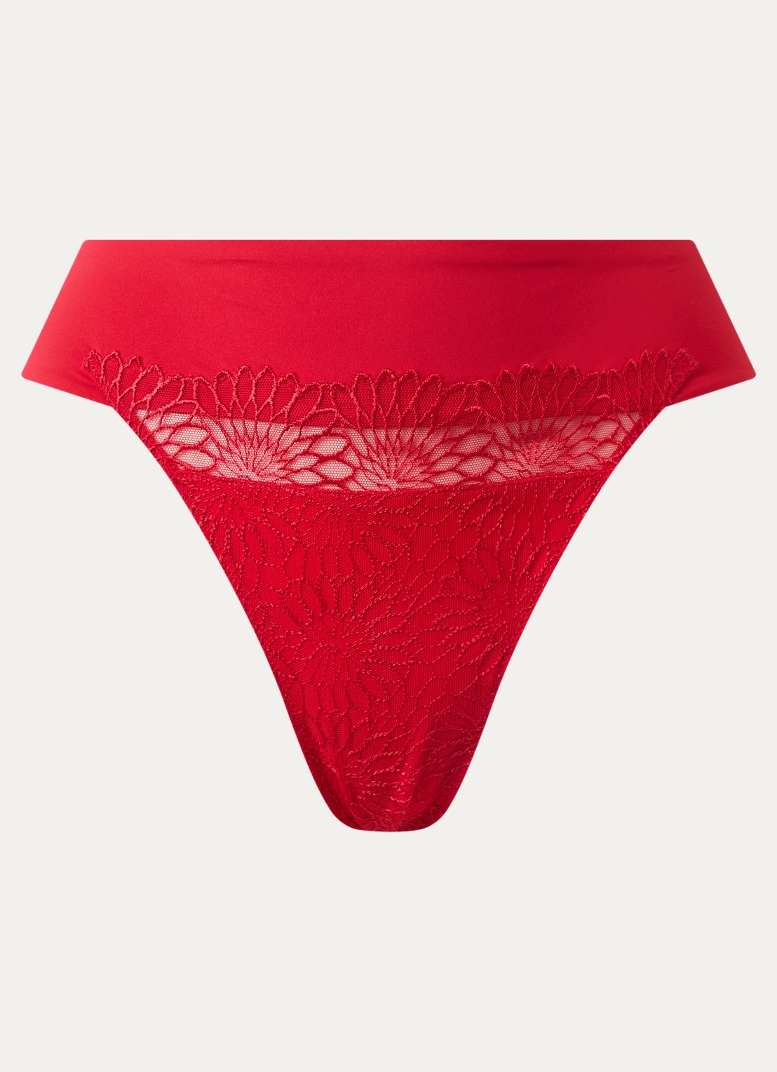 PrimaDonna Sophora string met mesh en kant - voorkant 4 rood