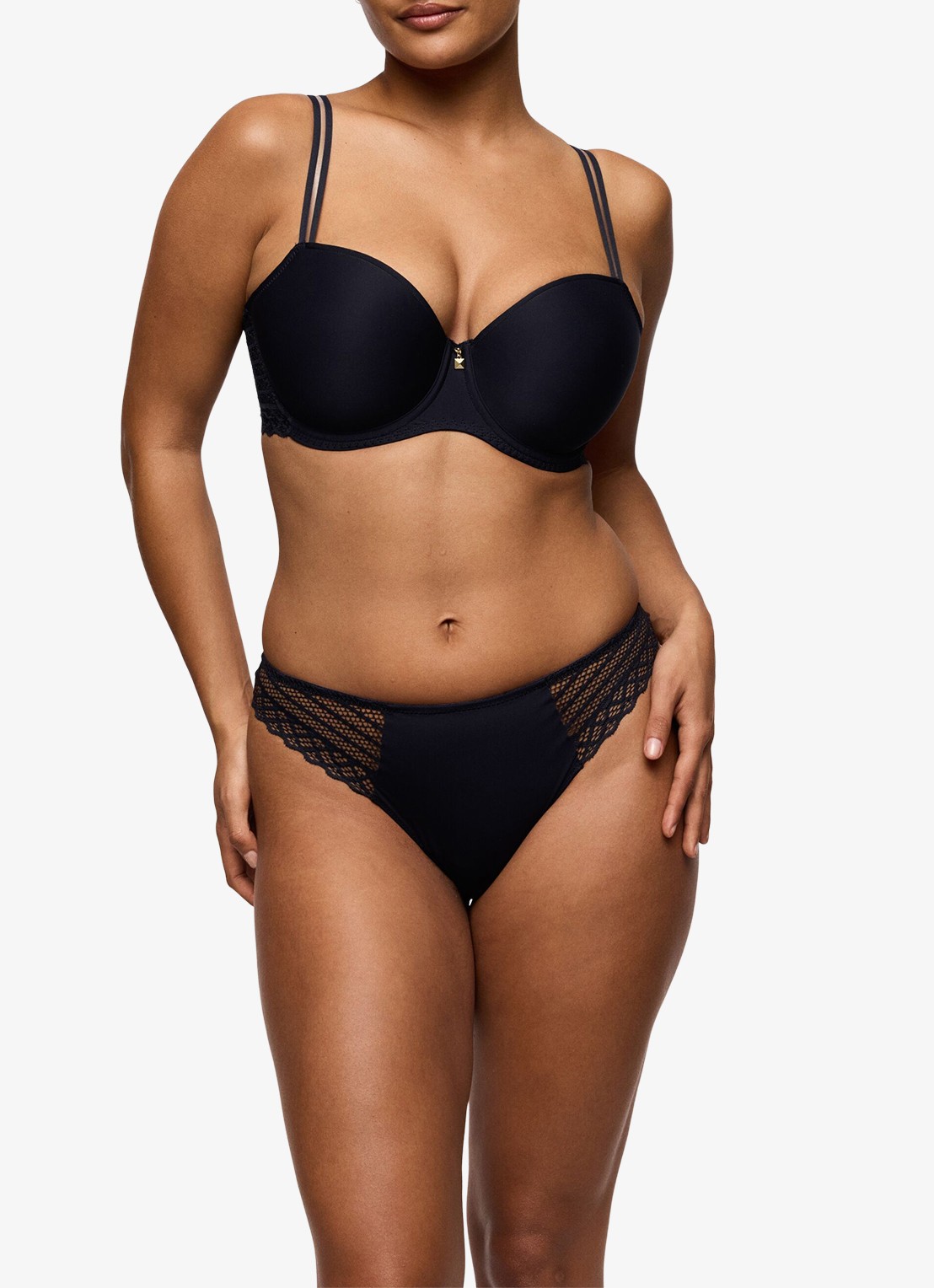 PrimaDonna Twist Side string met kant - voorkant 5 zwart