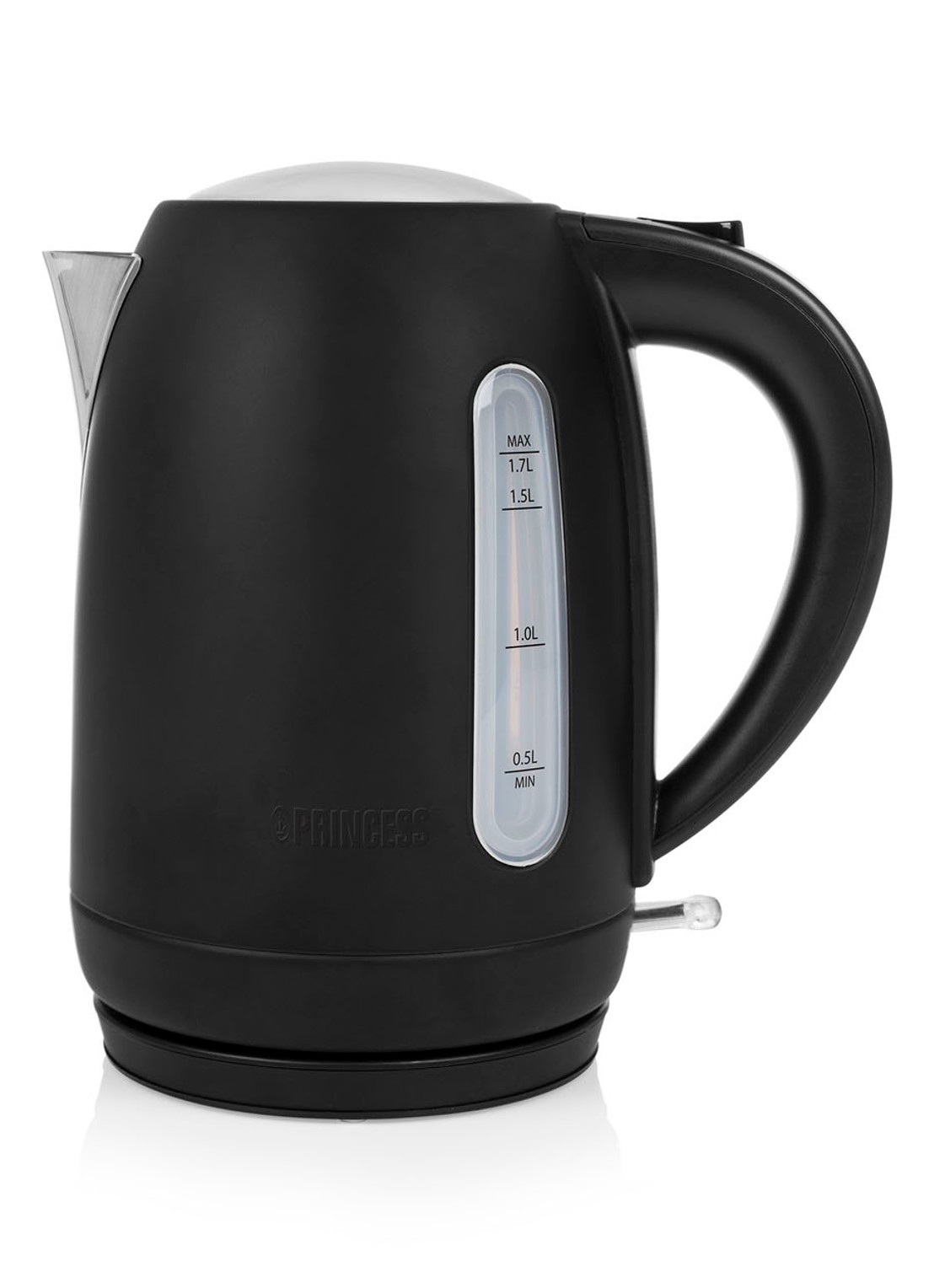 Princess Black Steel waterkoker 1,7 liter 236032 - voorkant zwart